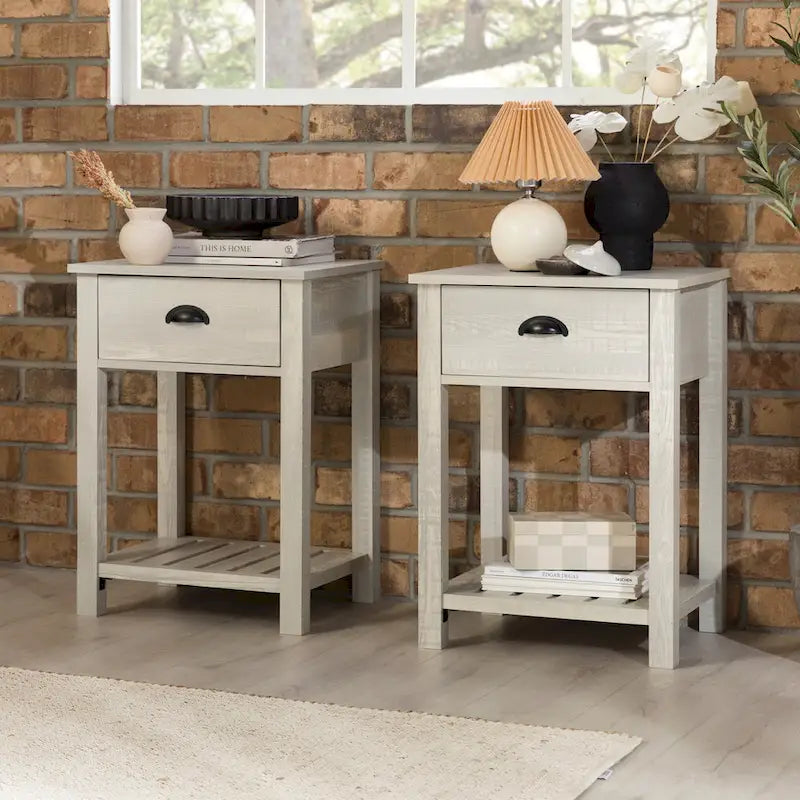 Set of 2 Middlebrook Farmhouse Nightstands with One Drawer - image 4