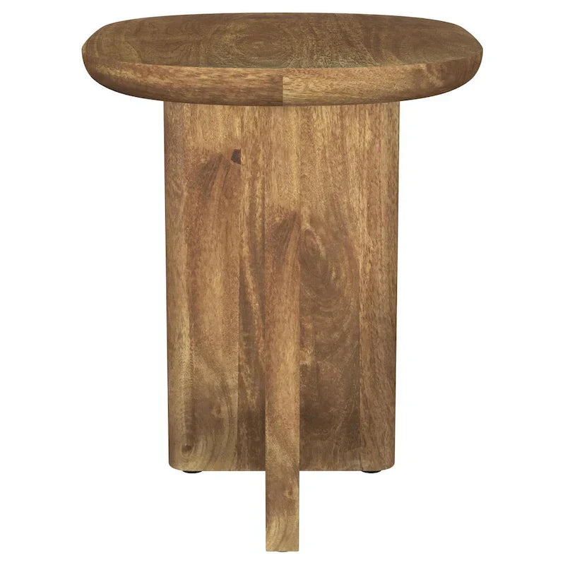 Leti L-Shaped Side End Table with 22-Inch Brown Mango Wood Top - image 2