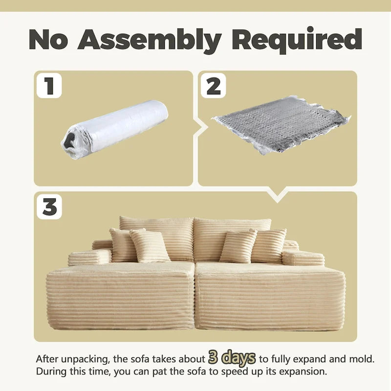 HOOOWOOO Modular Plush Corduroy Sectional Sofa with Cushions - image 11
