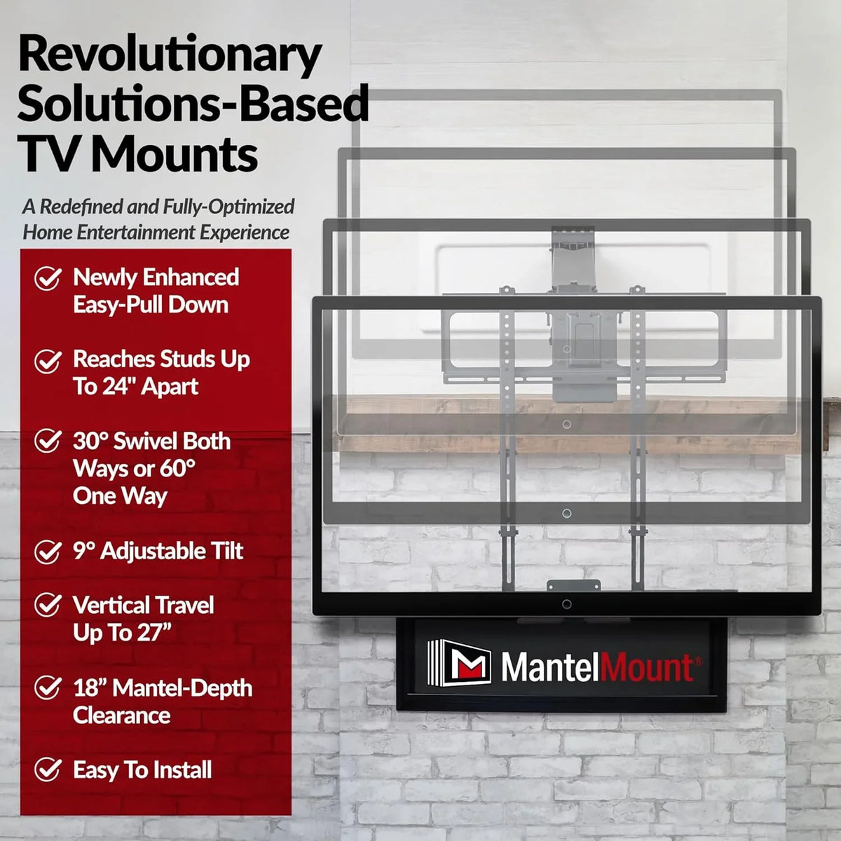 MantelMount MM540 Fireplace TV Mount, 40–80", Auto-Straightening - image 4