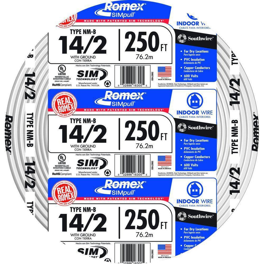 Southwire 250 ft. 142 Solid Romex SIMpull CU NM-B WG Wire 28827455 - image 1