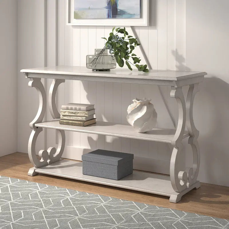 Scroll Design Sofa Table with 2-Tier Shelves - image 1