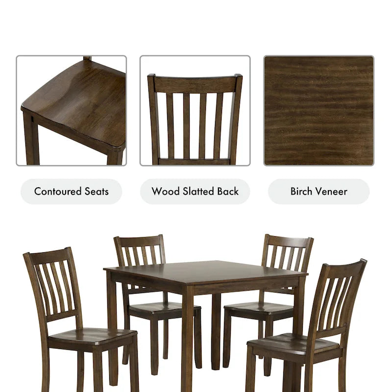 Denhour DH Basic Traditional Solid Wood 5-Piece Dining Set - image 7