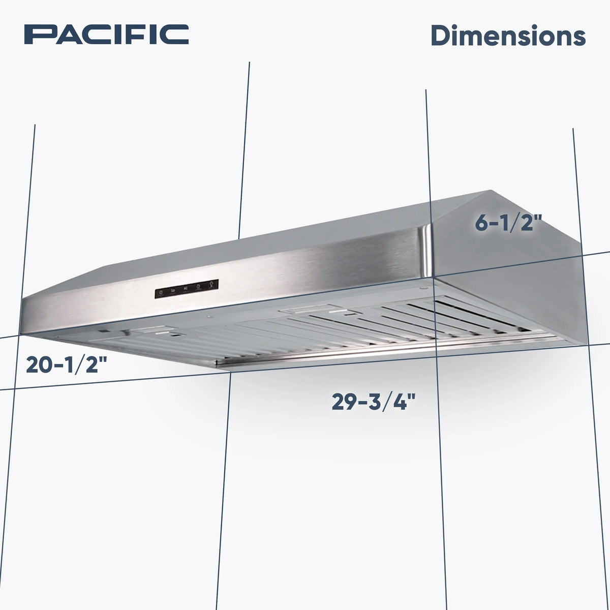 Pacific Economy Pro Under Cabinet Ducted Range Hood 30 inch - 850 CFM 3-Speed Powerful Kitchen Vent Hood - Electric Stainless Steel - Ultra Quiet, Glass Touch Control, 6W LED Lights PR6830AS - image 2