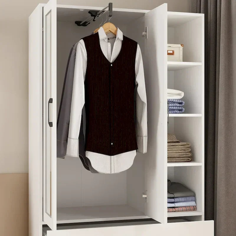 Modern Wardrobe Armoire with Mirror Door Drawers and Shelves - image 18
