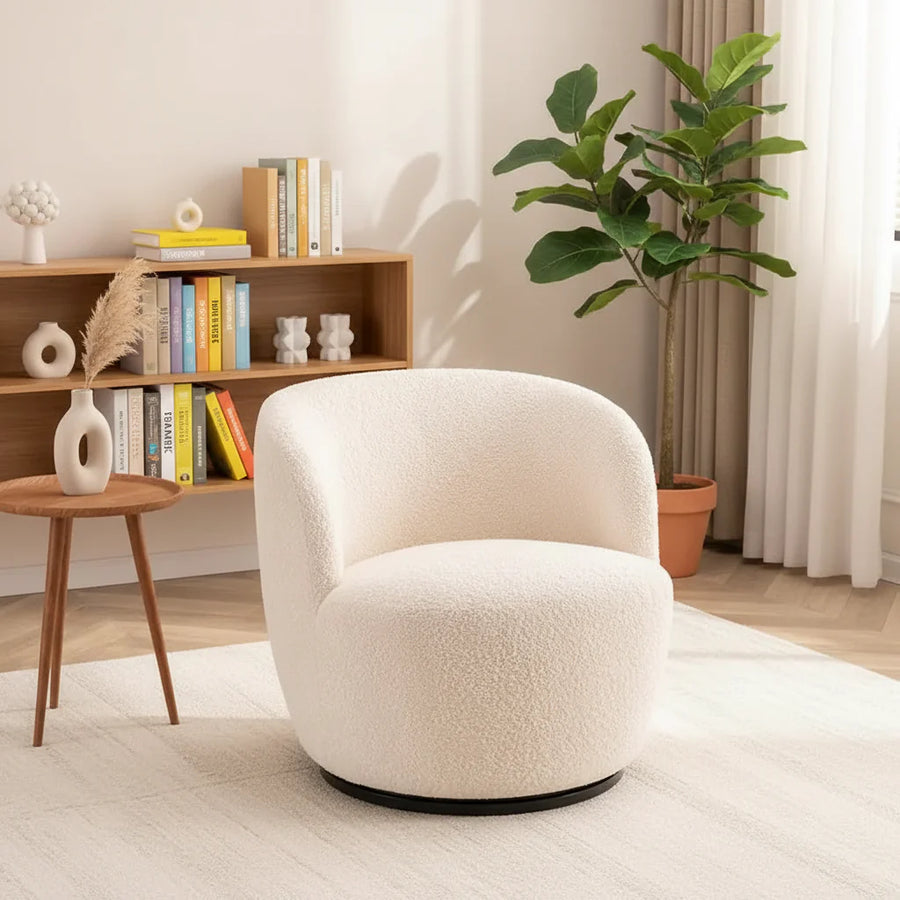 Modern Swivel Barrel Chair with 360-Degree Rotation - Single Fabric Accent Chair - image 1