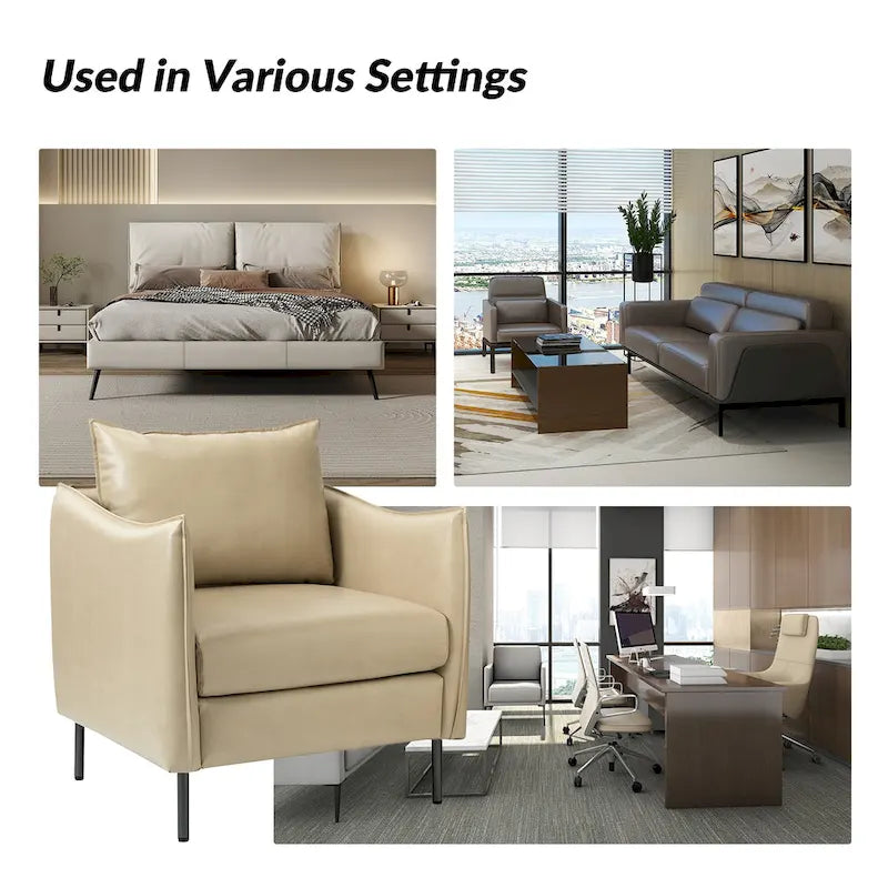 Set of 2 Jaime Modern Vegan Leather Accent Chairs with Metal Legs by HULALA HOME - image 24