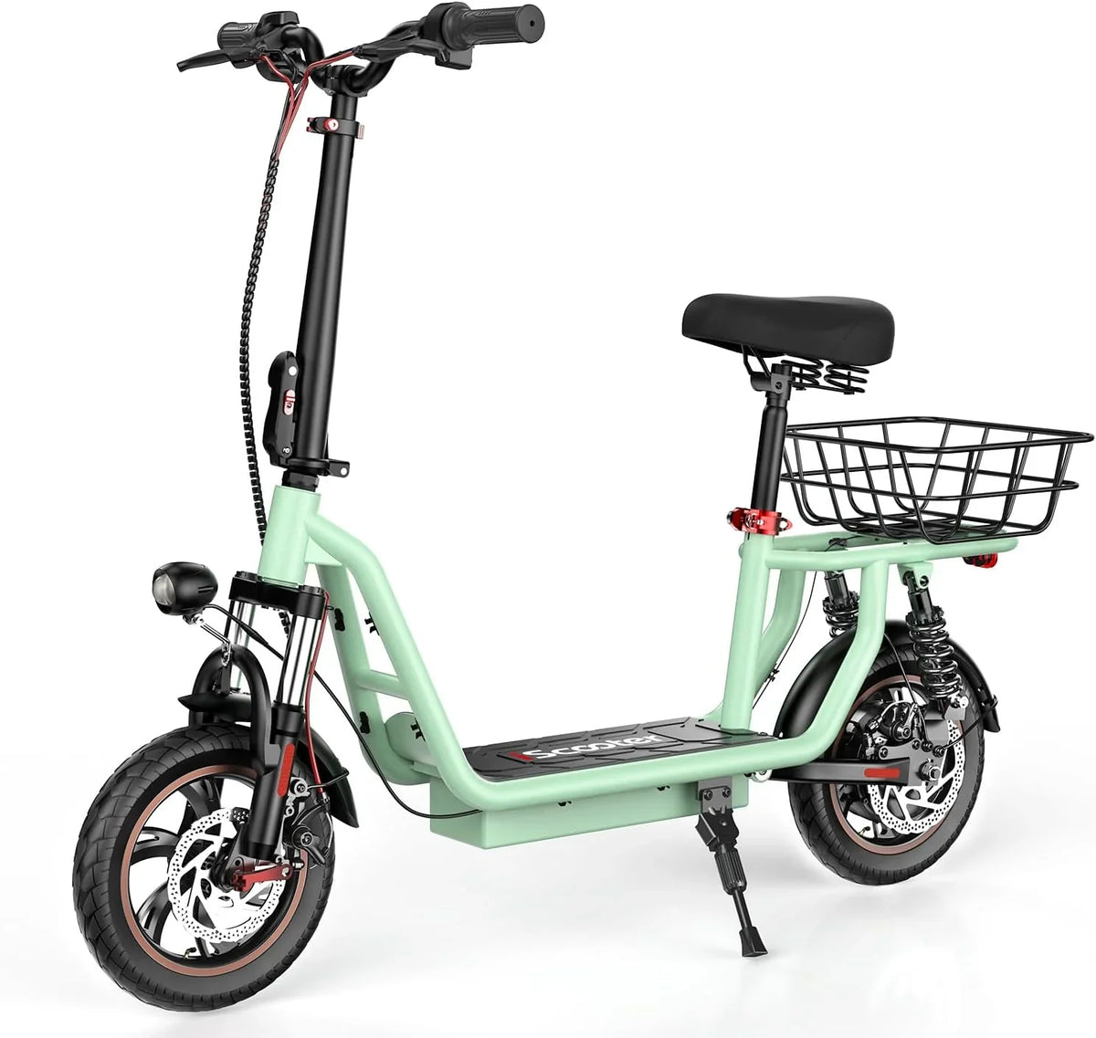 iScooter electric scooter with seat, 37/21 mile range, 28/19/15.6 mph top speed, dual suspension scooter with basket - image 4