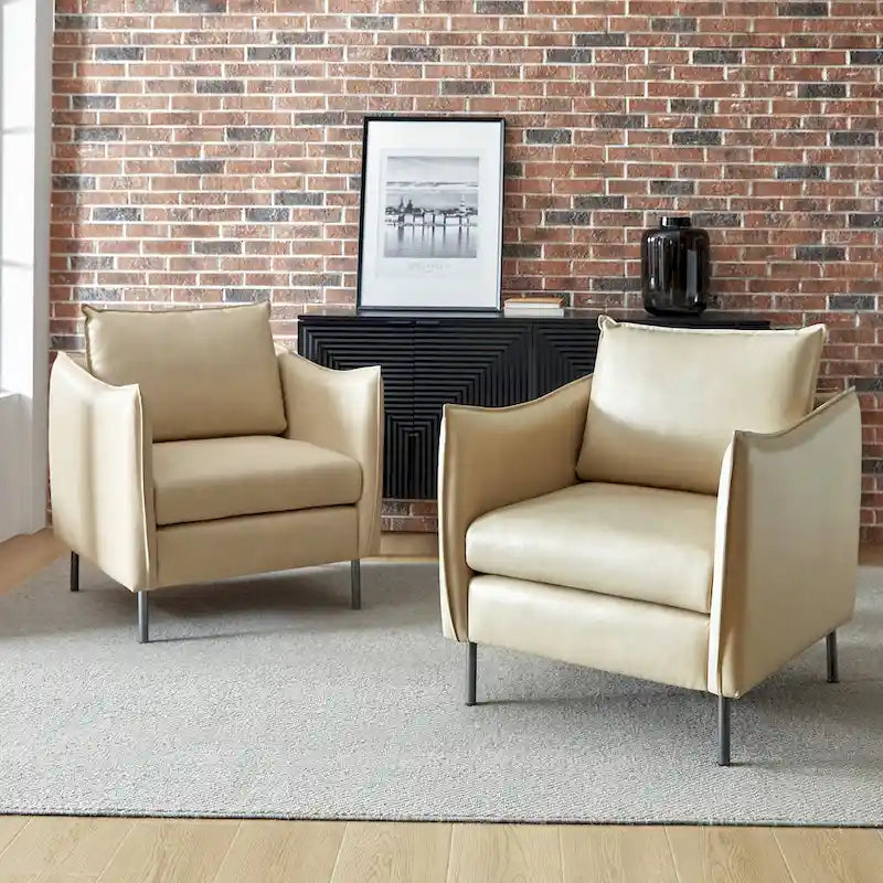Set of 2 Jaime Modern Vegan Leather Accent Chairs with Metal Legs by HULALA HOME - image 23