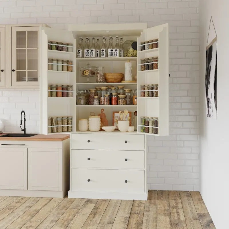 77-Inch Freestanding Tall Pantry Cabinet - Farmhouse Style Kitchen Storage - image 1