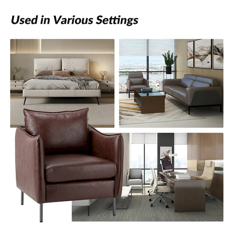 Set of 2 Jaime Modern Vegan Leather Accent Chairs with Metal Legs by HULALA HOME - image 19