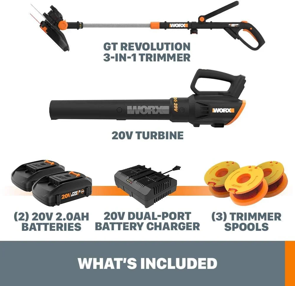 20V GT Revolution 12" 4.0Ah Cordless String Trimmer & Turbine Leaf Blower Power Share Combo Kit - WG930.3 (Batteries & Charger Included) - image 6