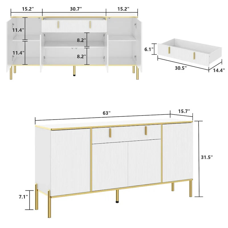 Pop-Up Door Sideboard Dresser Cabinet - Storage Console for TV - image 4