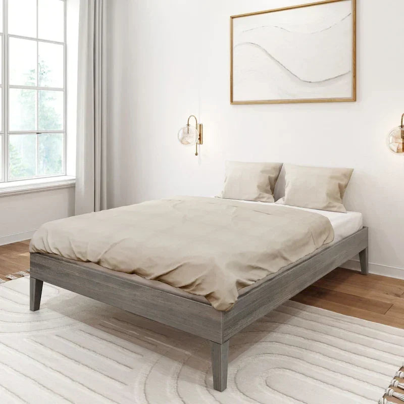 Full-Size Platform Bed with Plank and Beam Design - image 8