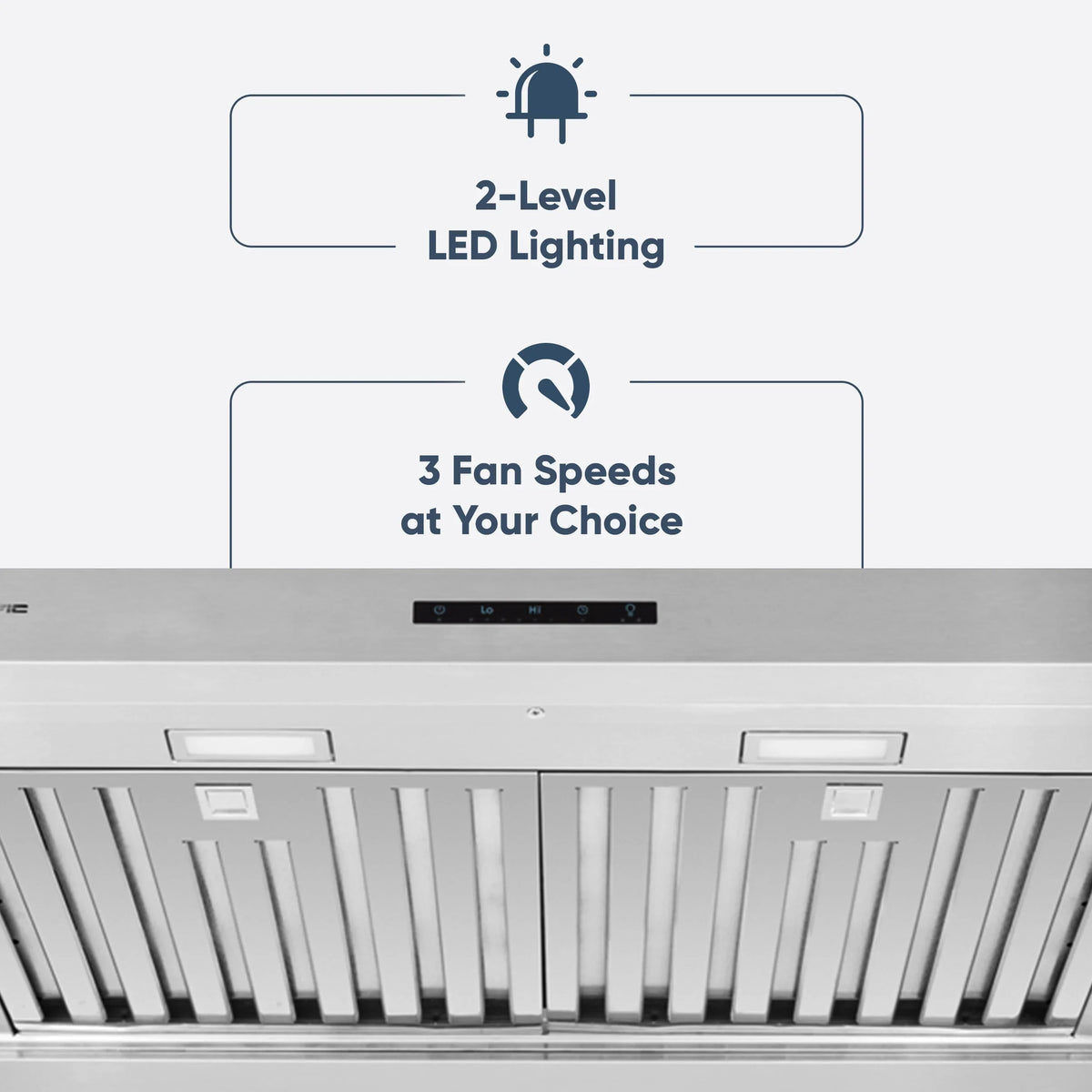Pacific Economy Pro Under Cabinet Ducted Range Hood 30 inch - 850 CFM 3-Speed Powerful Kitchen Vent Hood - Electric Stainless Steel - Ultra Quiet, Glass Touch Control, 6W LED Lights PR6830AS - image 4
