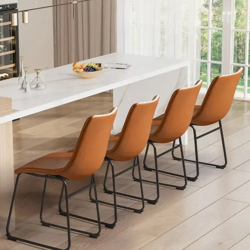 Set of 2 Homall Brown PU Leather Counter Bar Stools with Backrest and Footrest - image 11