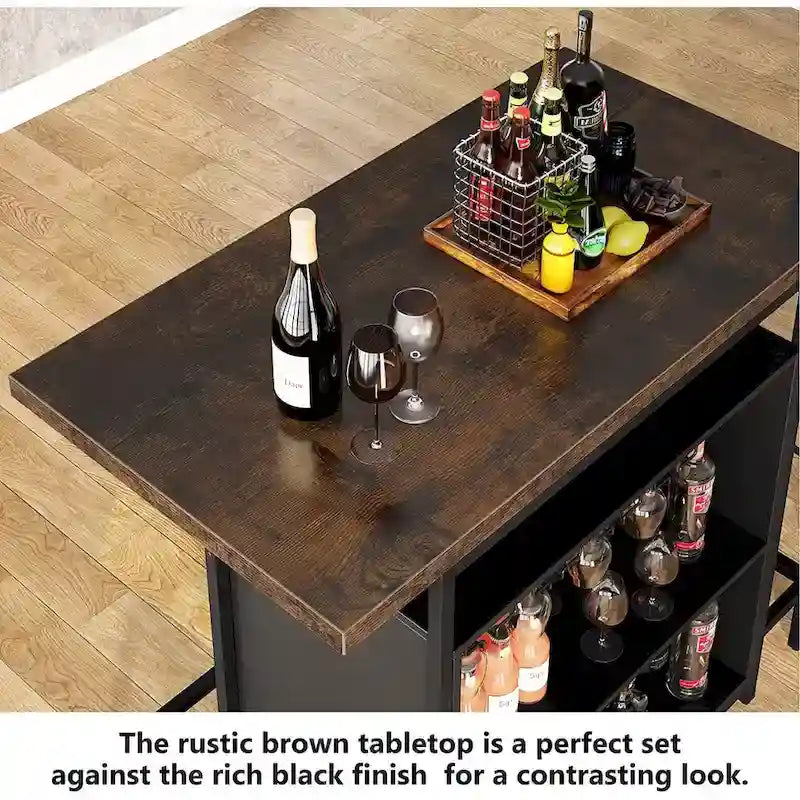 Home Bar Cabinet with Wine Storage Shelves Glass Rack and Footrest - image 4
