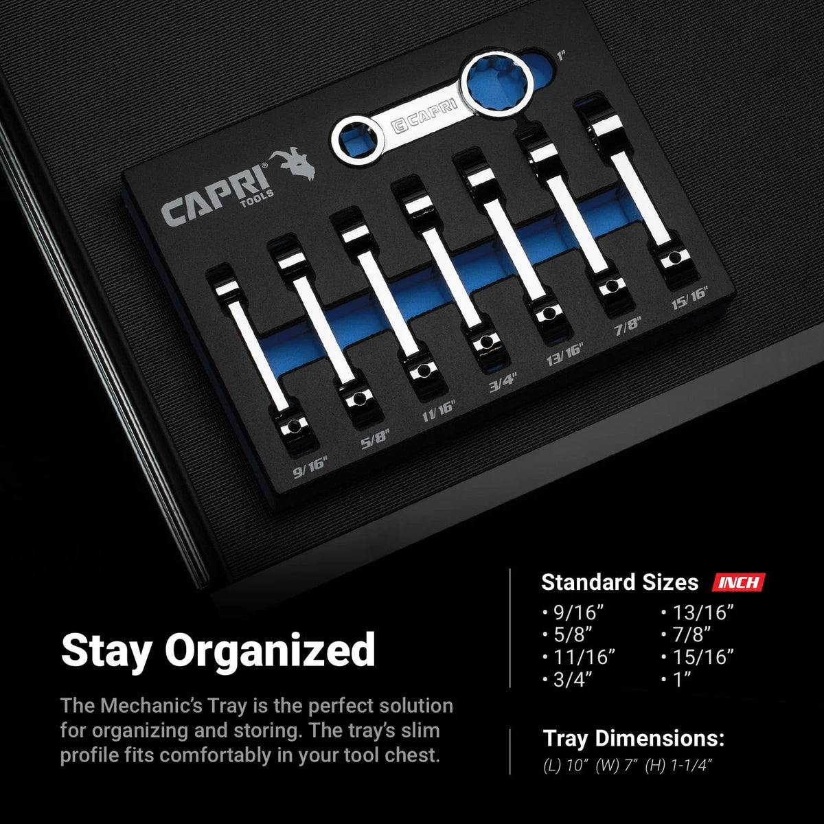 Capri Tools 1/2 in. Drive Torque Adapter Set, 12-Point Box End, 9/16 to 1 in., SAE, 8-Piece with Mechanic's Tray - image 7