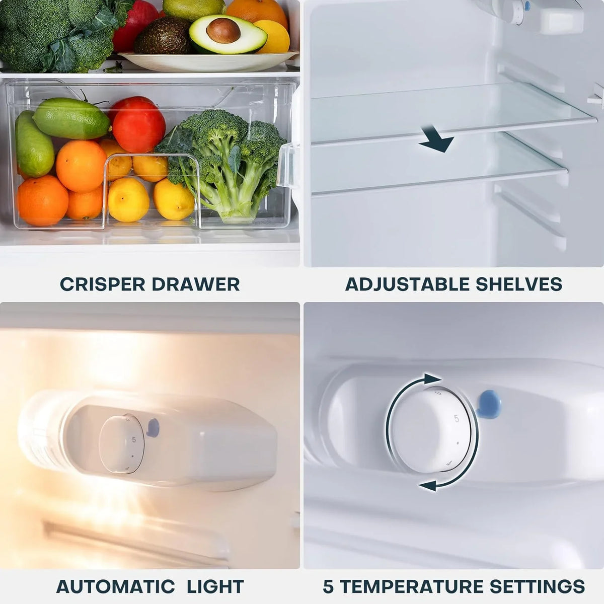 Upstreman 3.1 Cu.Ft Mini Fridge with Freezer, Double Door Small Fridge, Dorm Essentials, Adjustable Thermostat, Energy Saving, Mini Refrigerator for Office, Dorm,Bedroom, Stainless - image 10