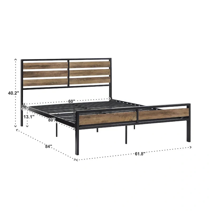 Aabira Low Profile Metal Platform Bed with Wooden Finish Panels by iNSPIRE Q Classic - image 13