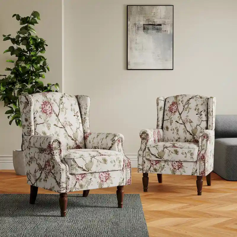Pair of Stylish Upholstered Accent Chairs with Patterns for Living Room - image 20