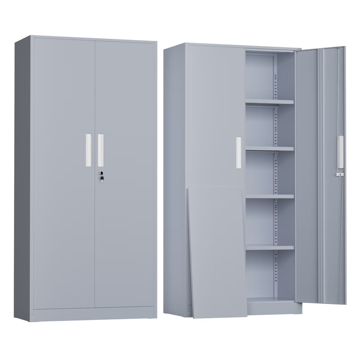 SOLAURA 71" Metal Garage Storage Cabinet with Locking Doors and Adjustable Shelves for Home, Office(Black) - image 7