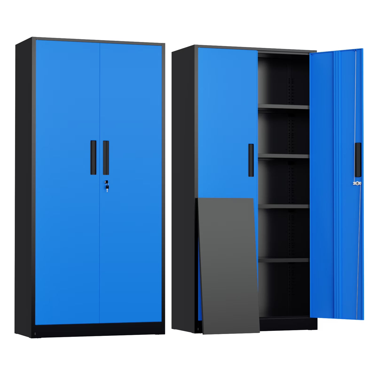 SOLAURA 71" Metal Garage Storage Cabinet with Locking Doors and Adjustable Shelves for Home, Office(Black) - image 9