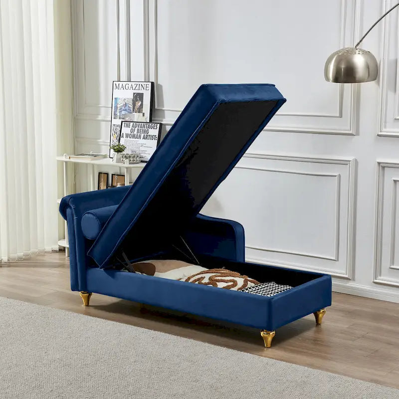 Contemporary Velvet Chaise Lounge Chair with Storage - image 18