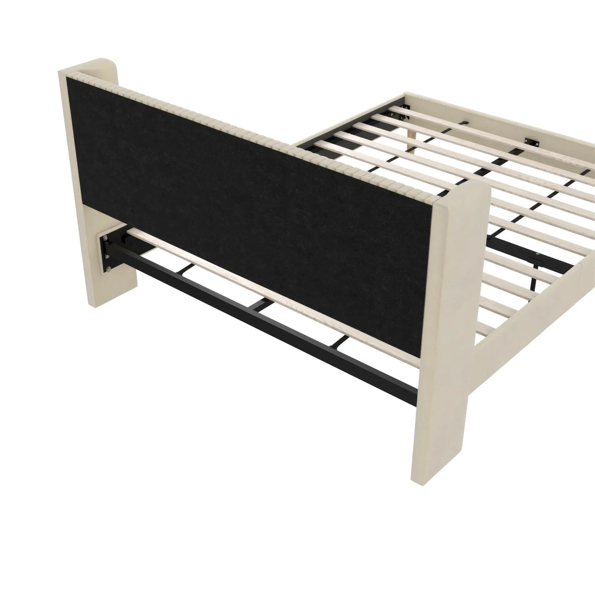 Mainstays Kelsey Upholstered Platform Bed Frame with Tufted Wingback Headboard, No Box Spring Required, Queen, Cream Velvet - image 11