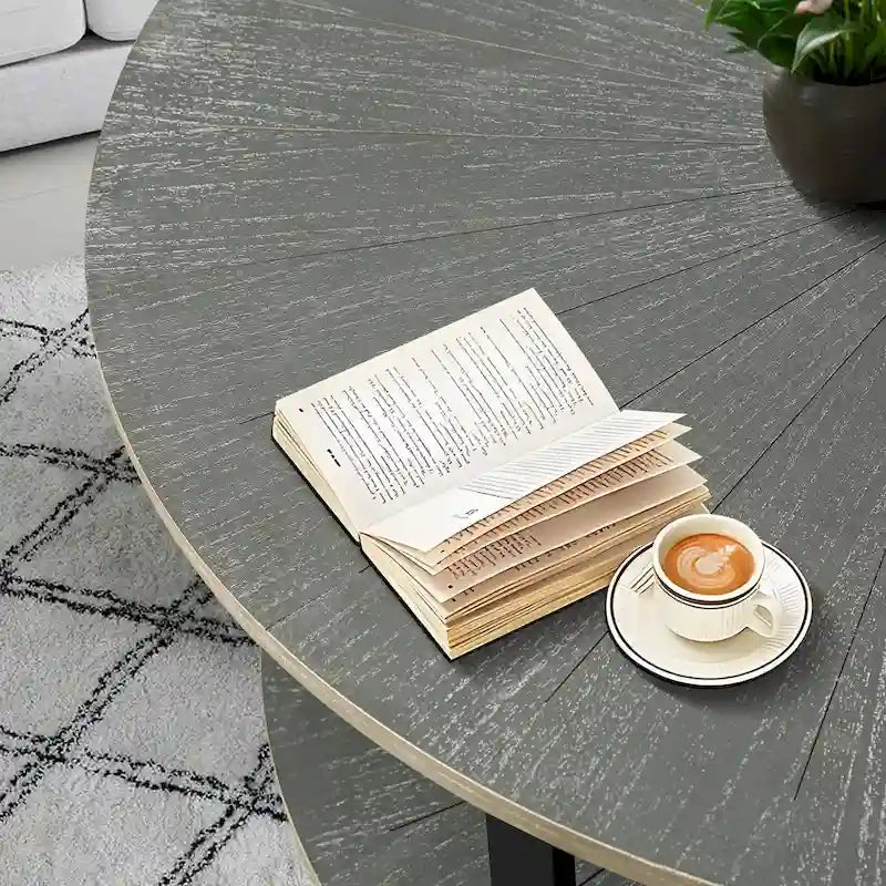 Two-Tier Round Coffee Table with Storage - image 13