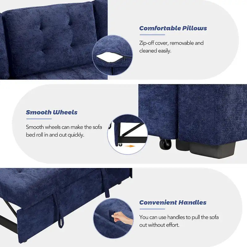 Roomfitters L-Shaped Pull-Out Sofa Bed with Wheels, USB Ports, and Power Outlets – Versatile Sleeper Sofa for Ultimate Living Room Comfort - image 27