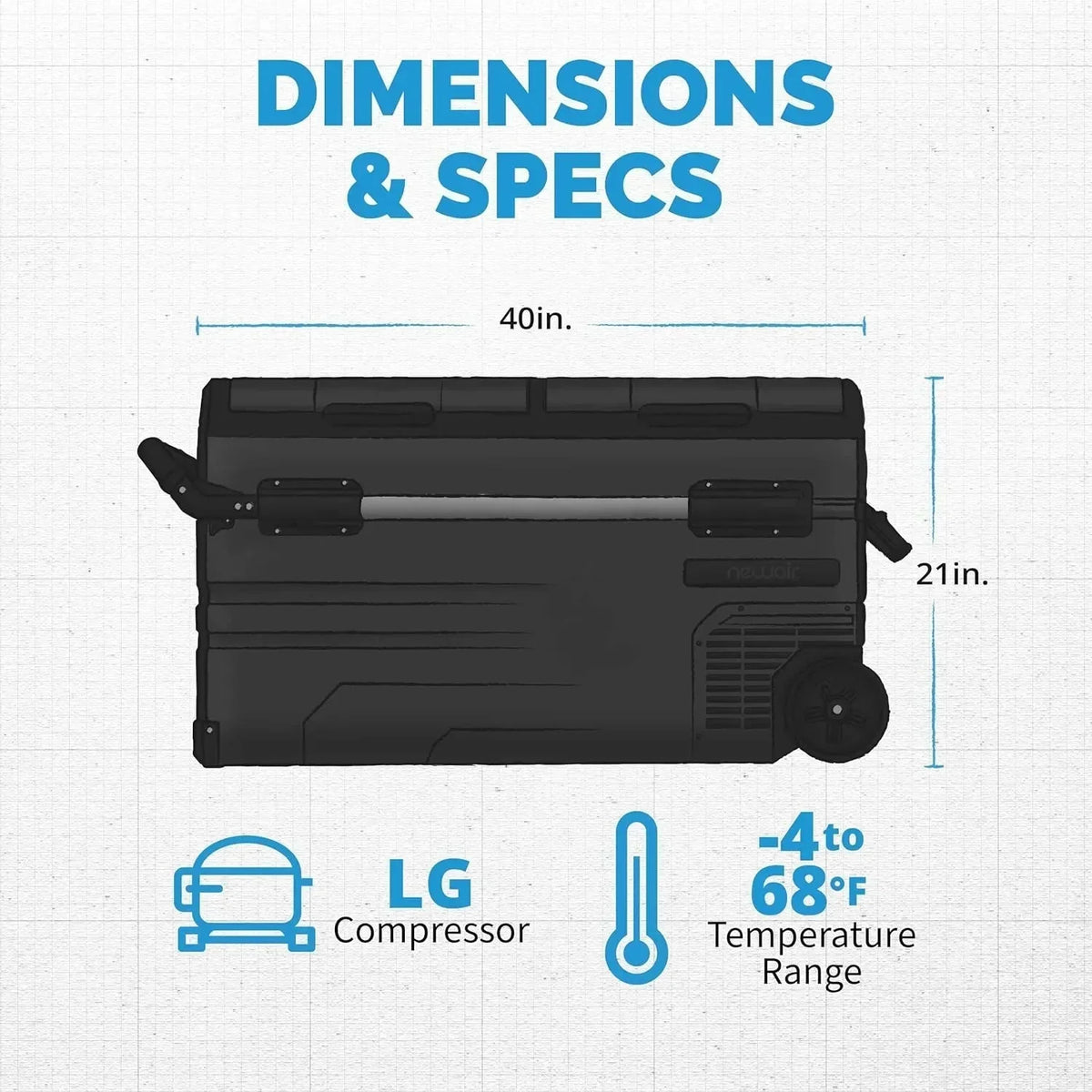 48 Qt. Portable 12v Electric Cooler with LG Compressor, Fridge and Freezer, Rugged Wheels, and Solar Power Input, Perfect Plug-In Cooler for Camping, Trucks, Travel, Car and Home - image 14