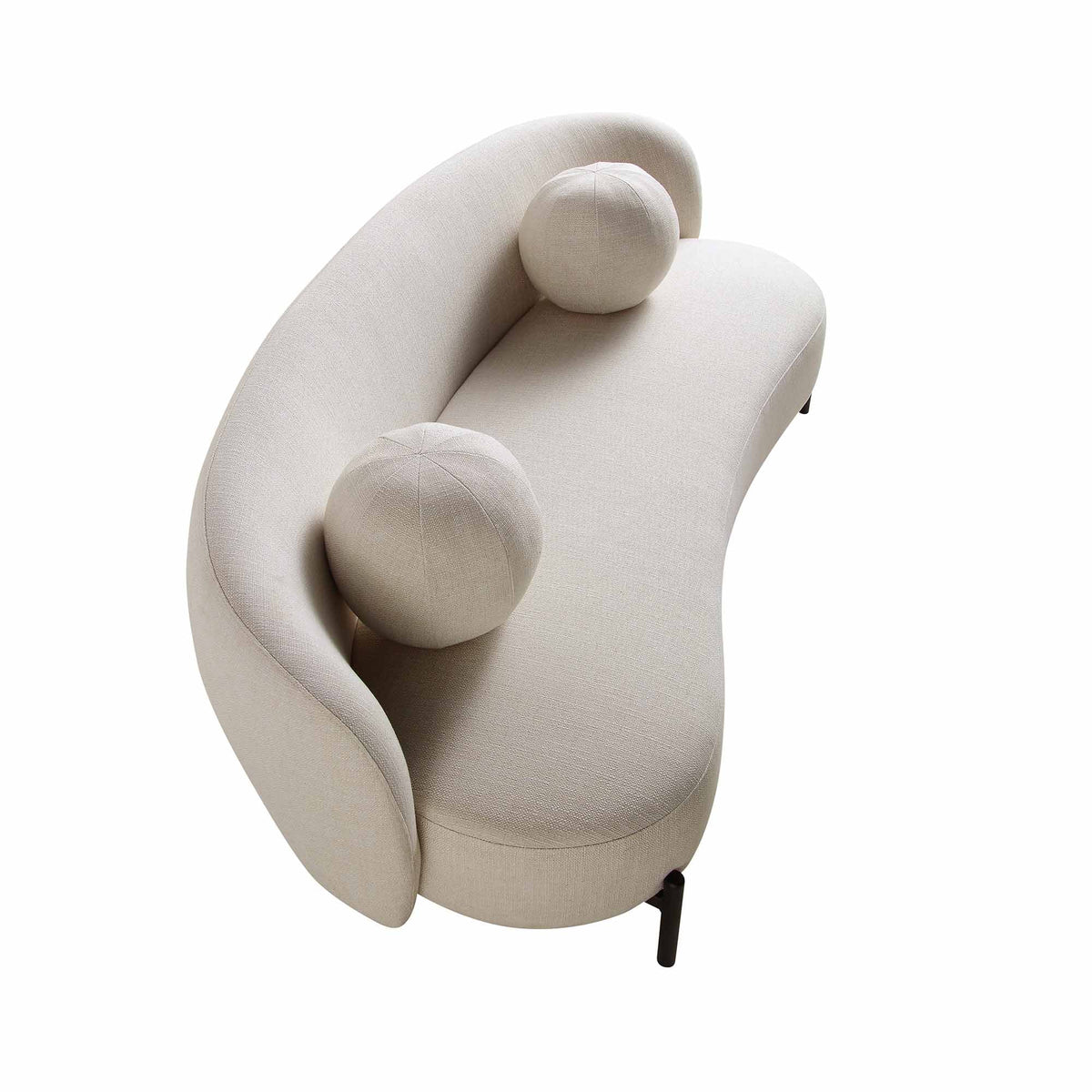 3-Seater Curved Sofa with Ball Cushions, Beige Linen Blend - image 10