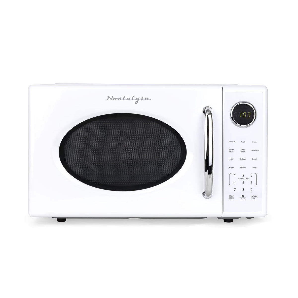 Nostalgia Retro Microwave Oven - 1.1 Cu Ft & 1000-Watt Countertop Size with Glass Turntable, Child Safety Lock, 8 Auto-Cook Programs & Digital Clock - Black - image 7