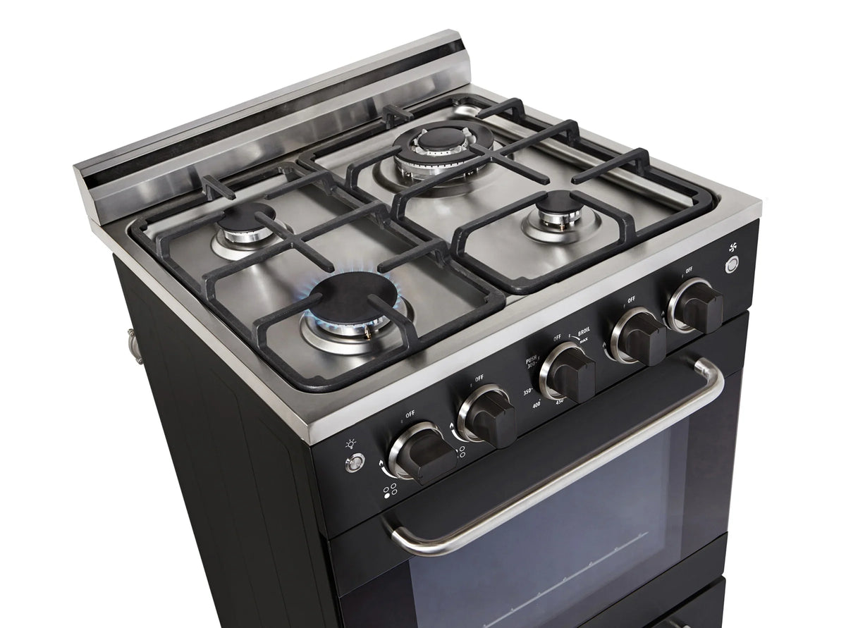 Prestige 20 in. 1.6 cu. ft. Gas Range with Convection Oven and Sealed Burners in Midnight Black - image 4