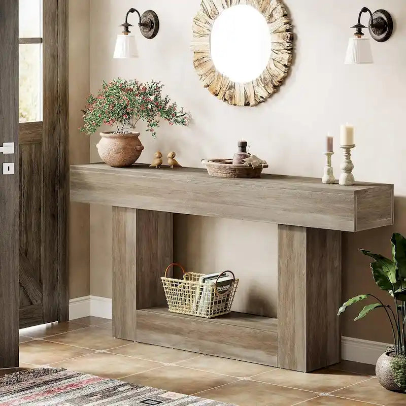 Rustic 2-Tier Entryway Table for Living Room, Hallway, and Foyer - image 14