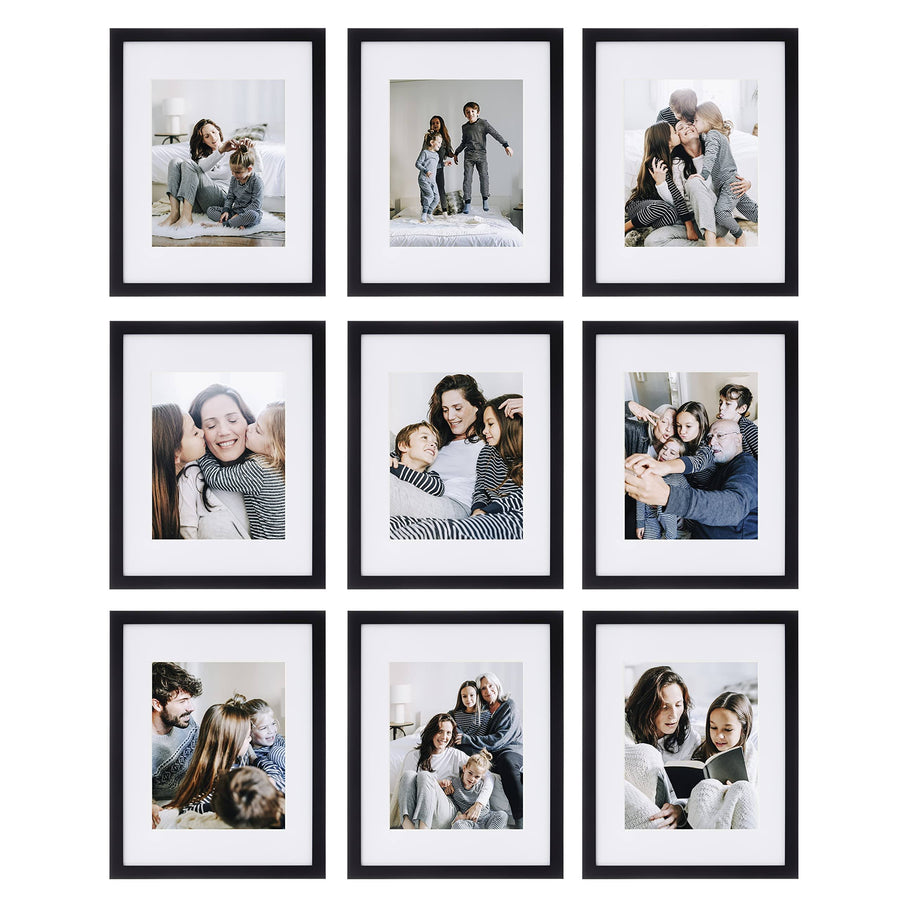 Sheffield Home 9 Piece Gallery Wall Frame Set, 11x14 in. Matted to 8x10 in. (Matte Black) - image 1