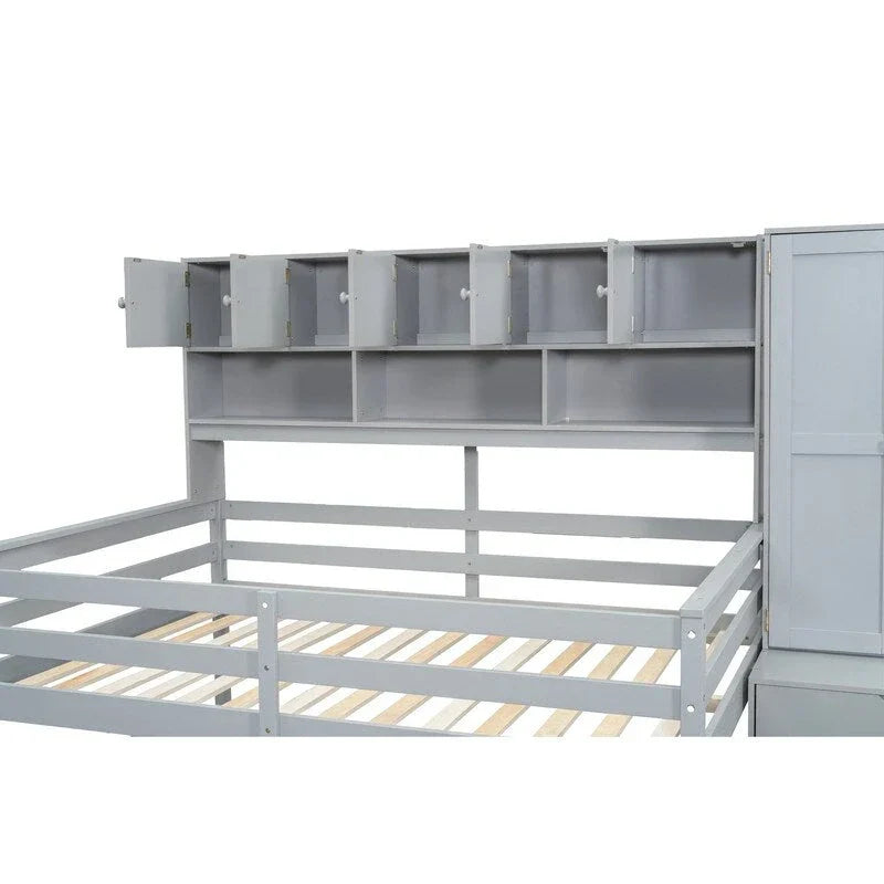 Spacious Wooden Loft Bed with Ample Storage, Under-Bed Desk, Drawers, and Shelves - image 5