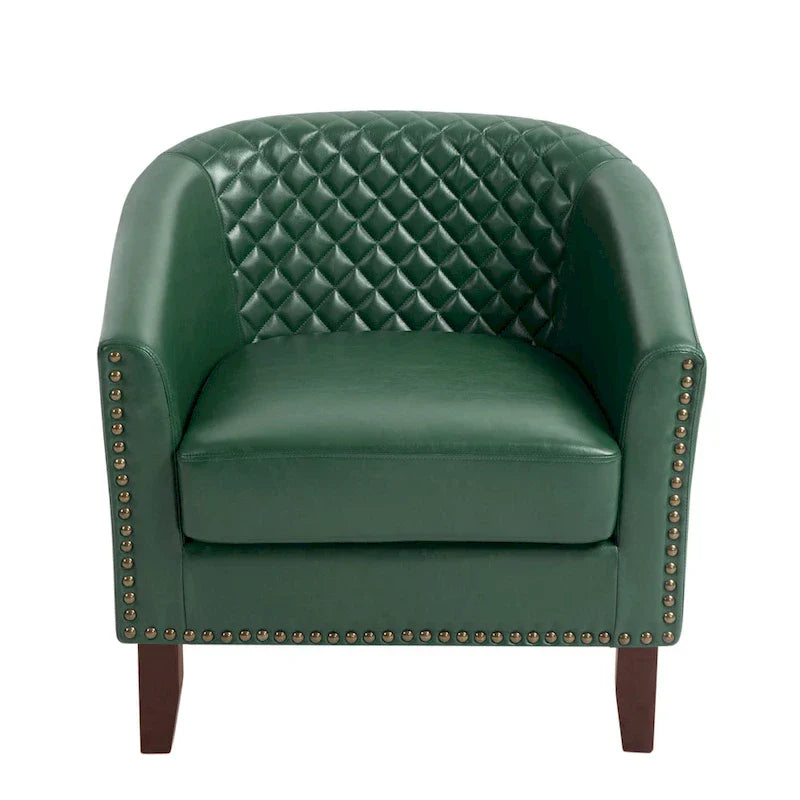 Ethan Barrel Accent Chair in PU Leather with Nailhead Detailing - image 39