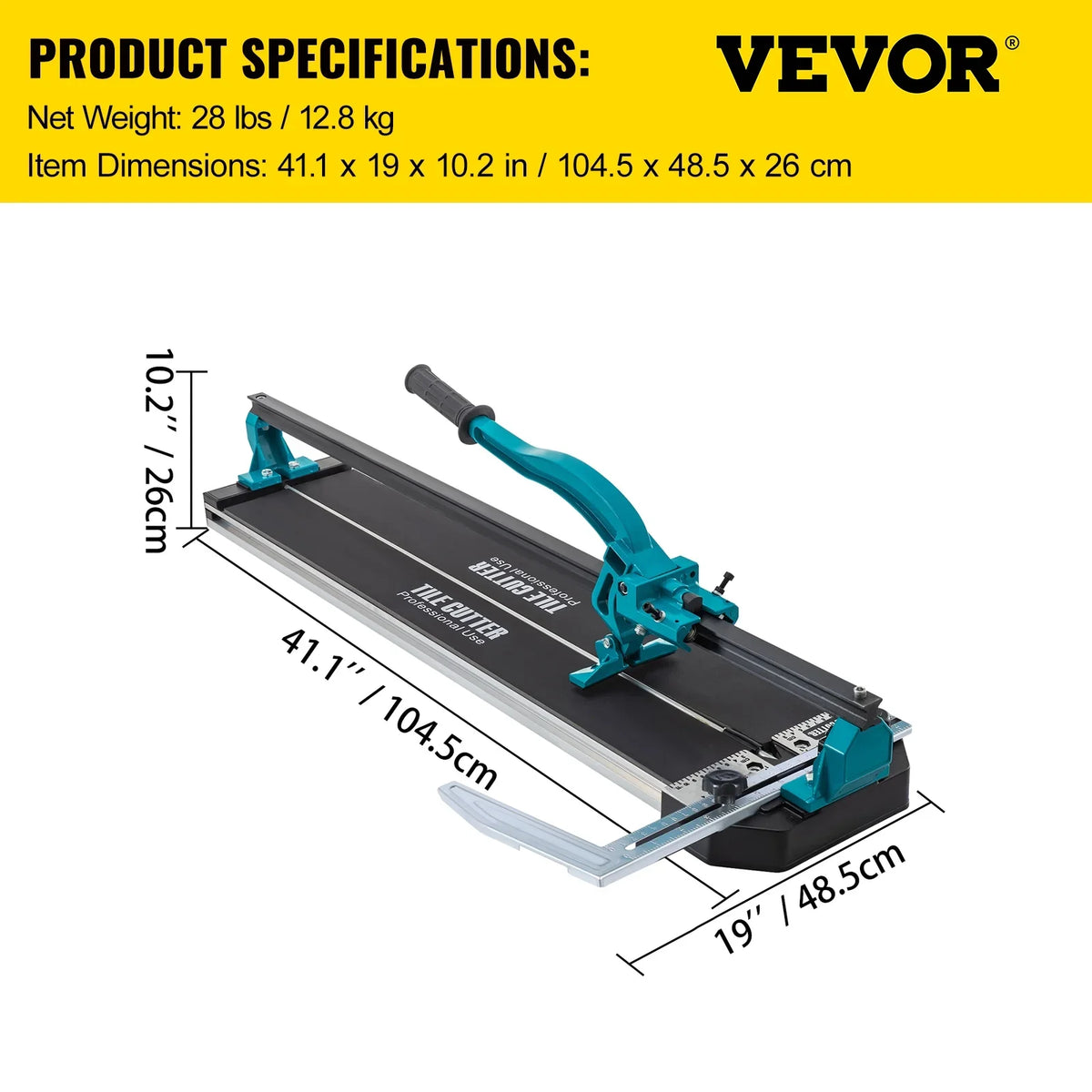 VEVOR Tile Cutter 31 Inch,Manual Tile Cutter Single Rail with Precise Laser Positioning, Alloy Cutter Wheel with Ergonomic Handle, Accurate Rulers - image 7