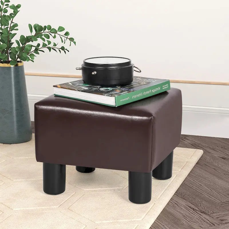 Adeco Faux Leather Footrest Ottoman with Plush Upholstery - image 11