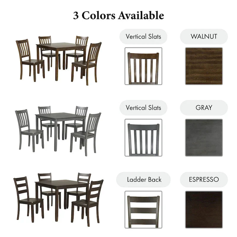 Denhour DH Basic Traditional Solid Wood 5-Piece Dining Set - image 5