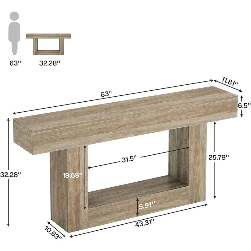Rustic 2-Tier Entryway Table for Living Room, Hallway, and Foyer - image 13