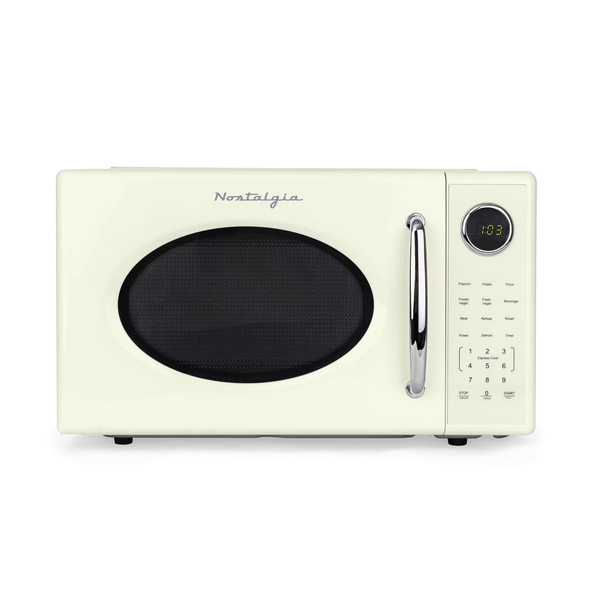 Nostalgia Retro Microwave Oven - 1.1 Cu Ft & 1000-Watt Countertop Size with Glass Turntable, Child Safety Lock, 8 Auto-Cook Programs & Digital Clock - Black - image 3