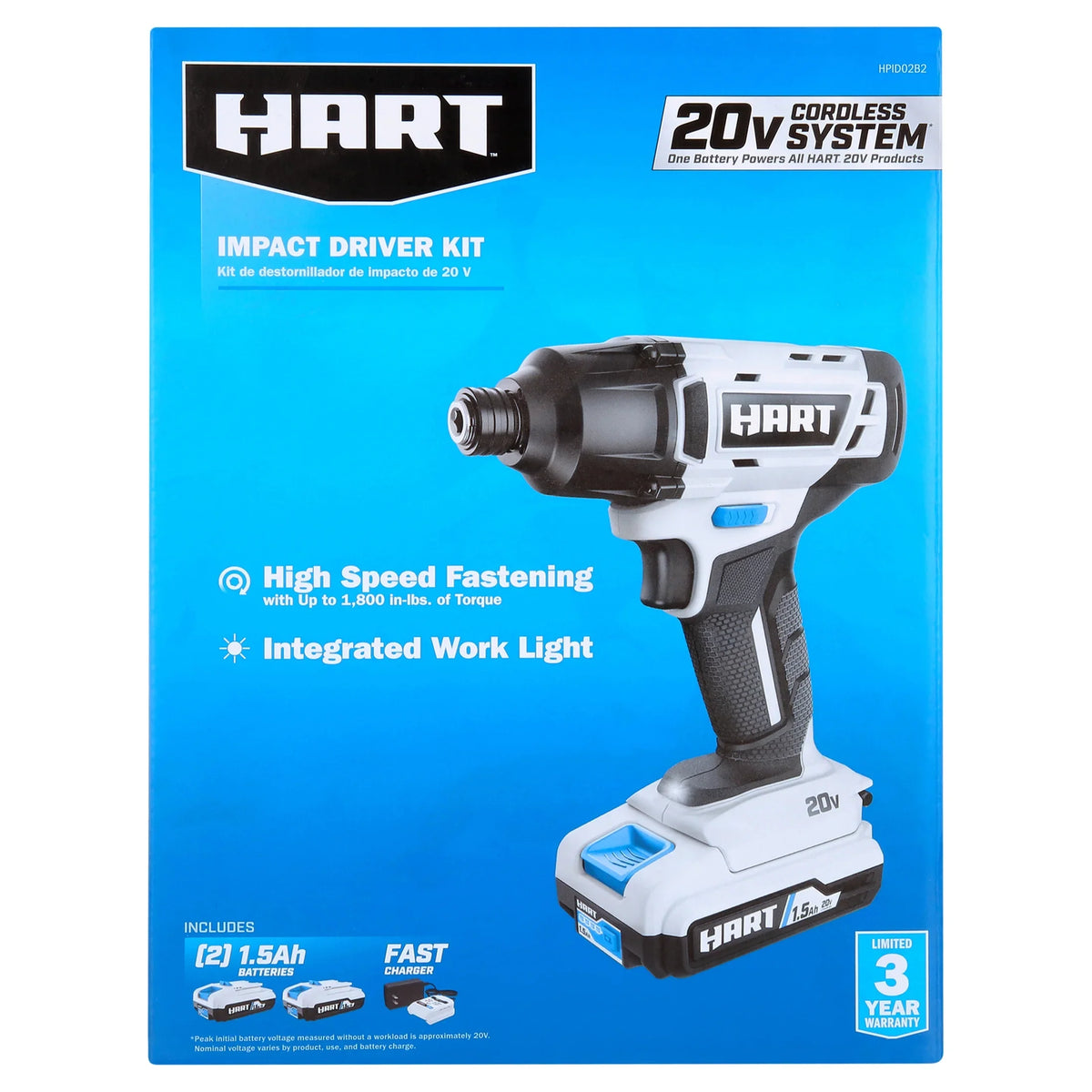 HART 20-Volt Cordless 1/4" Hex Chuck Impact Driver Kit, (2) 1.5Ah Lithium-Ion Batteries, Gen 2 - image 2