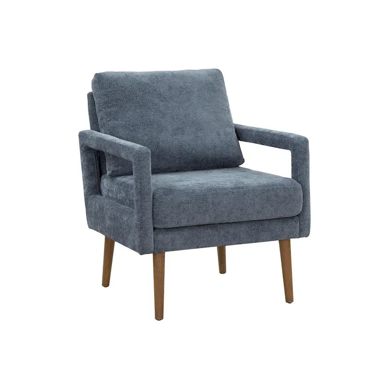 Soft Cushion Blue Chenille Upholstered Armchair - 25.98" Height - image 4