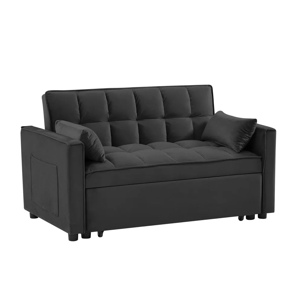 55 in Convertible Futon Sofa Bed, Modern Loveseat Sleeper Sofa Couch with Pull - Out Sofa Bed for Living Room, Small - image 2