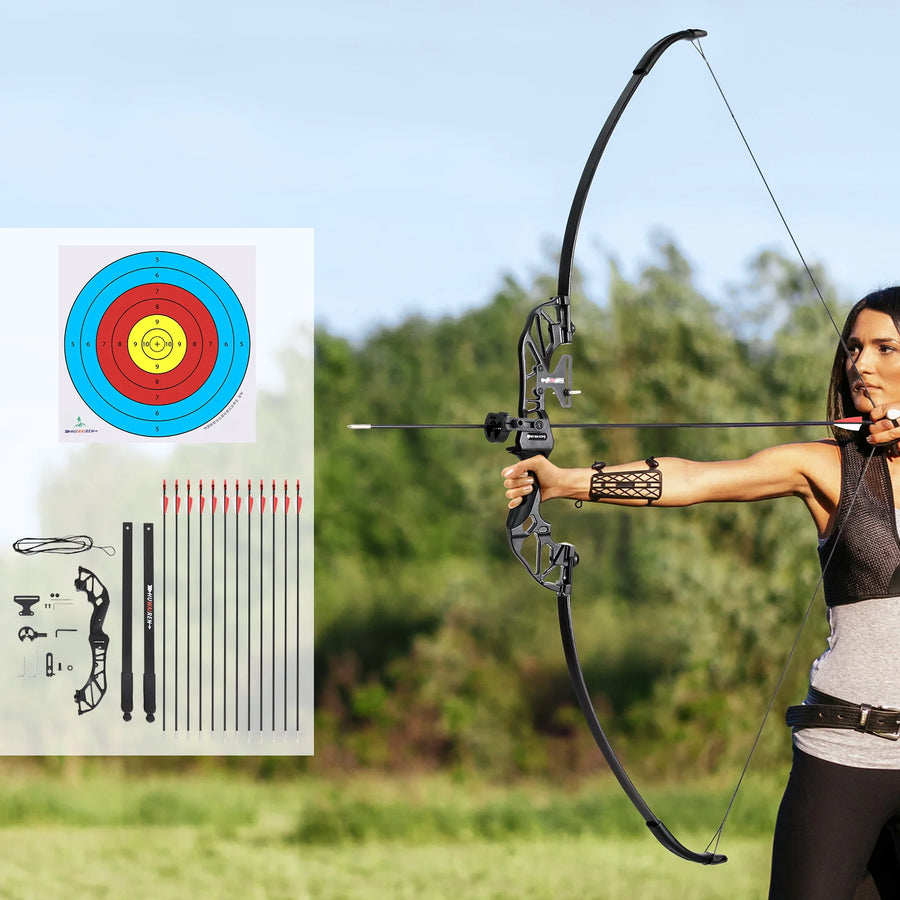 55lbs Recurve Bow Arrow Set, Fiberglass Arrows, Everfit - image 1