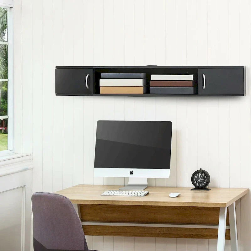 FITUEYES 43.3" Wall-Mounted Floating Media Console Desk with Storage Hutch - image 3