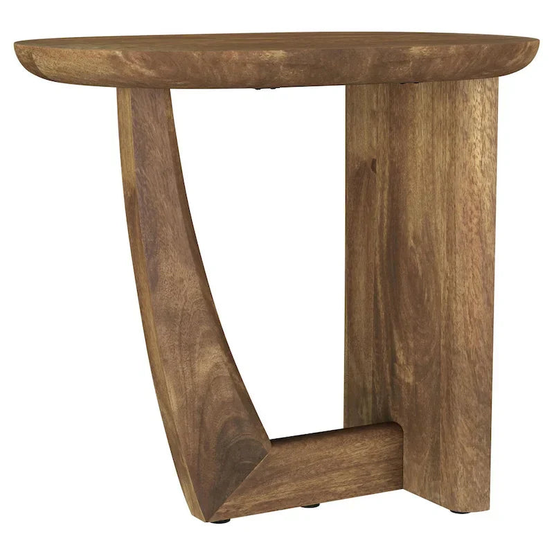 Leti L-Shaped Side End Table with 22-Inch Brown Mango Wood Top - image 3